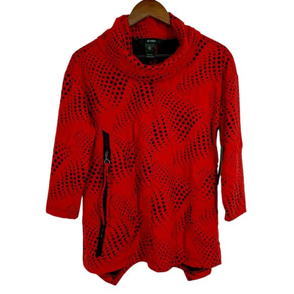 Ali Miles Tops - NEW NWT Ali Miles Sz Small Vibrant Red Wearable Art Christmas Blouse Shirt Top